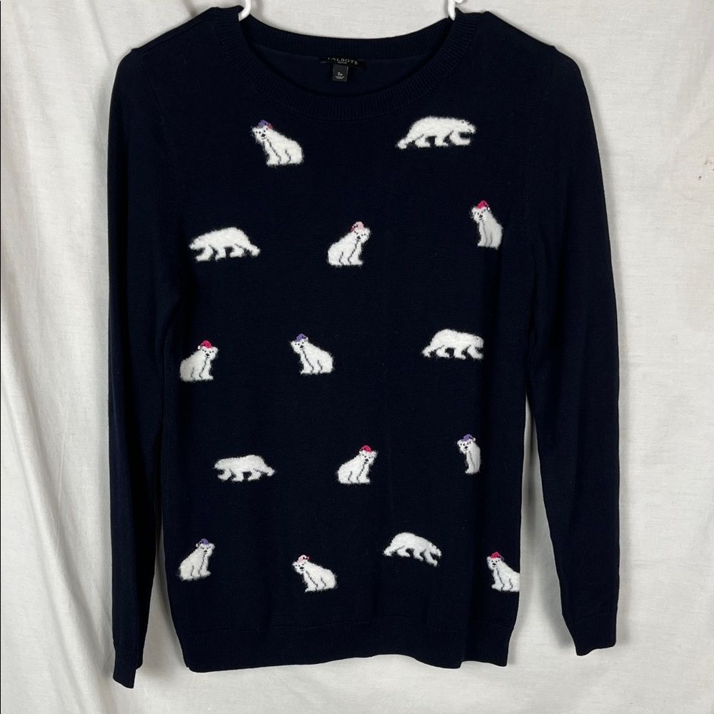 Talbots Navy Blue Mini Polar Bear Sweater